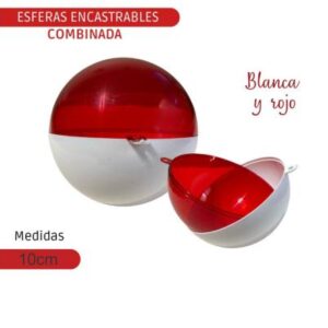 ESFERA ENCASTRABLE BLANCA Y ROJA 10cm x6u. ESFERA BLANCA-ROJA 10cm x6u