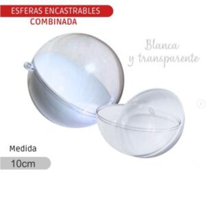 ESFERA ENCASTRABLE BLANCA Y TRANSP. 10cm x6u. ESFERA BLANCA-TRANSPARENTE 10cm x6u