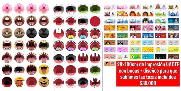 UV DTF BOCAS PARA BASE DE TAZAS